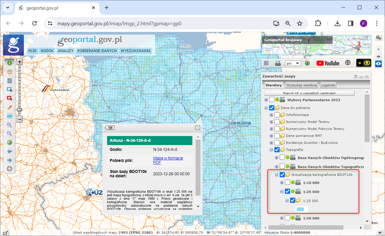 Zaktualizowane wizualizacje kartograficzne BDOT10k w skali 1:25 000 dla całego kraju