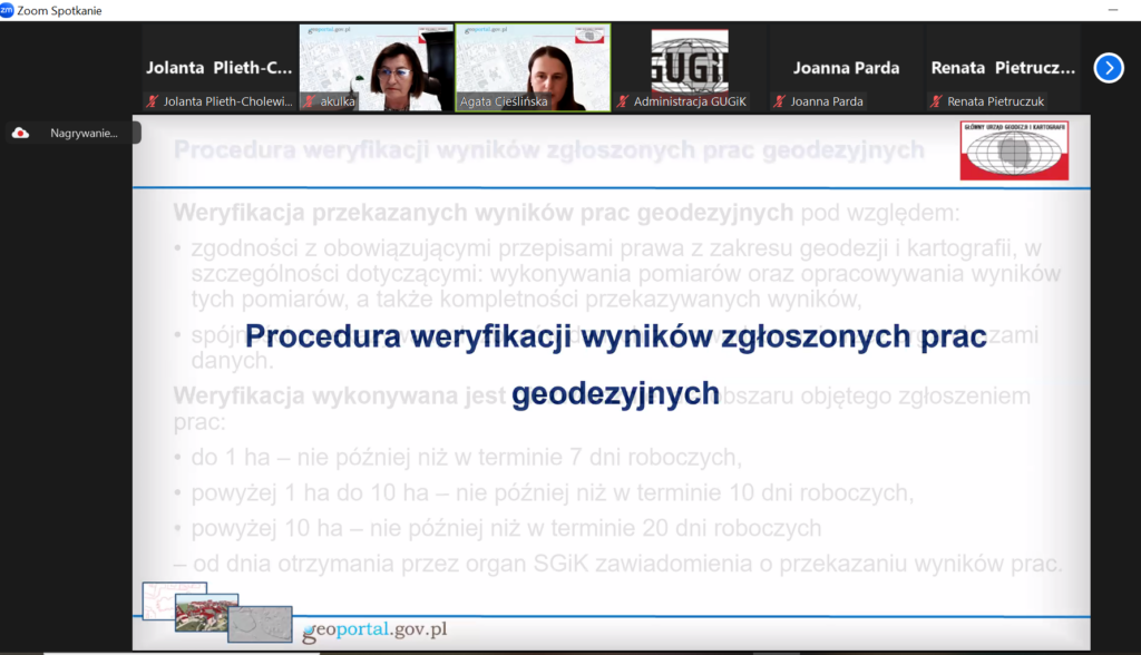 Zrzut ekranu przedstawiający prowadzących i uczestników szkolenia