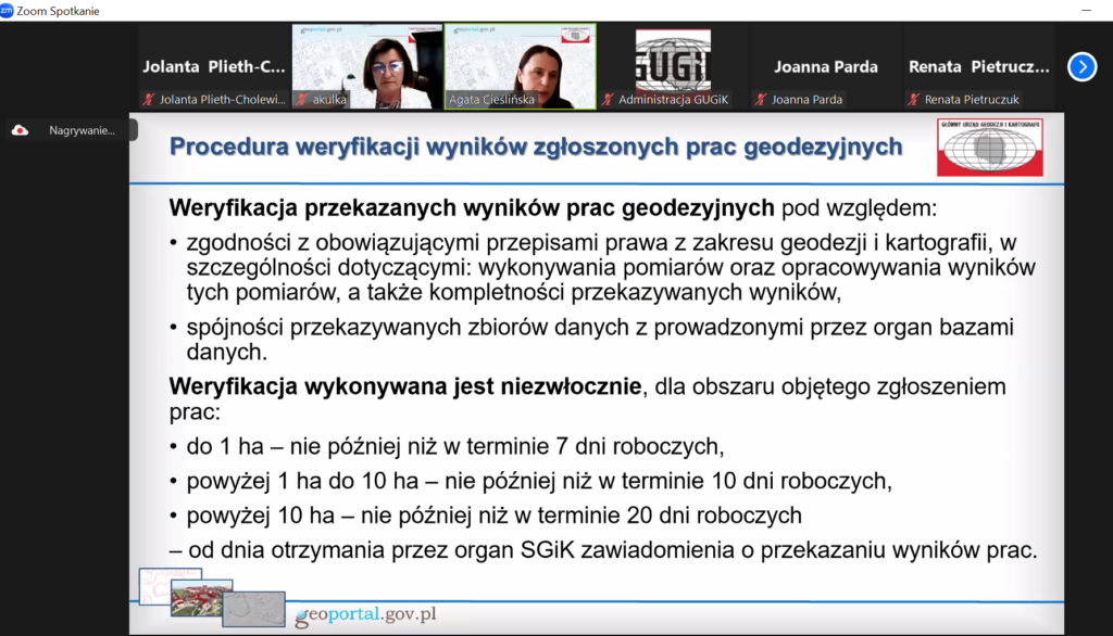 Zrzut ekranu przedstawiający prowadzących i uczestników szkolenia