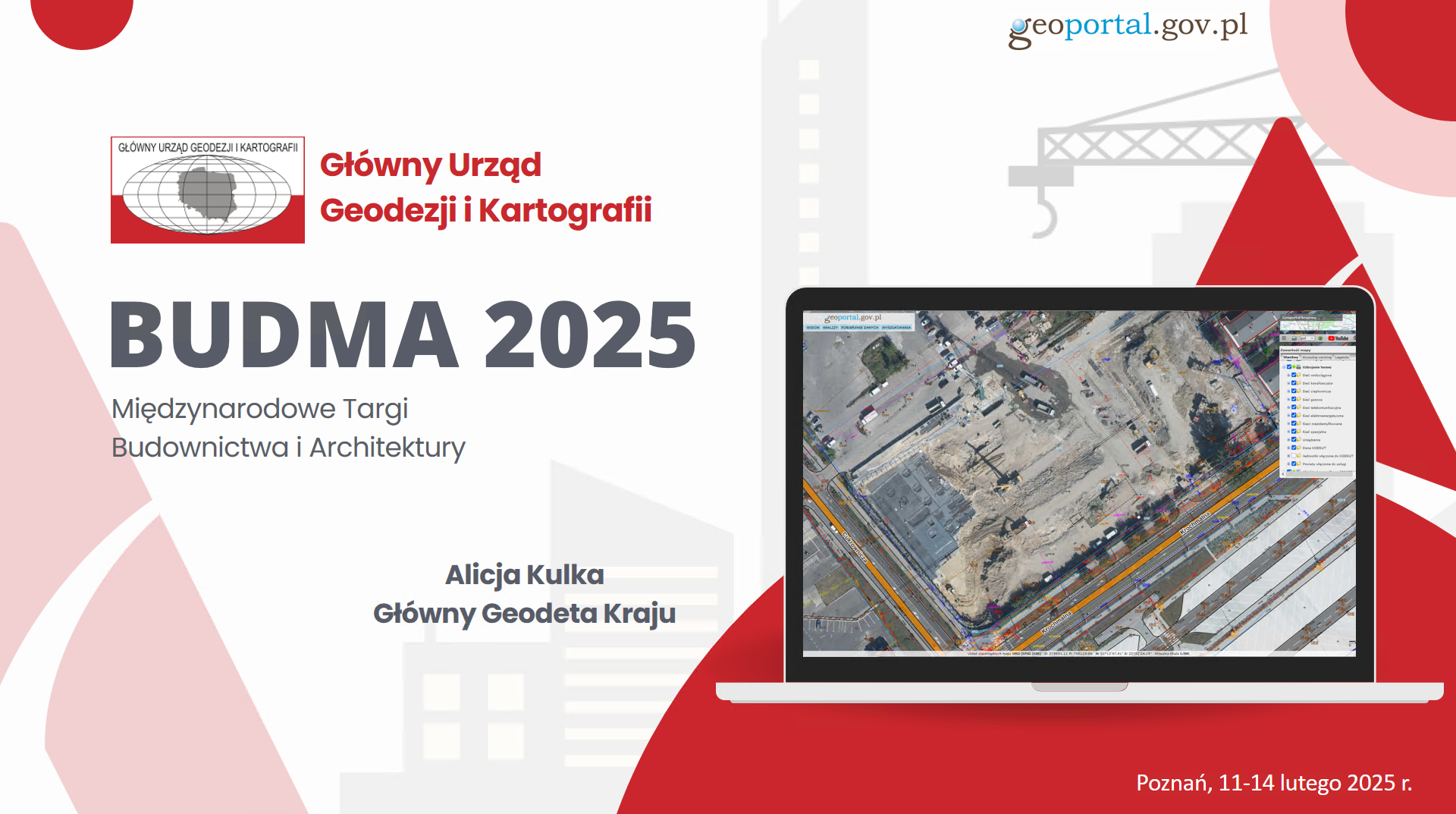 Prezentacja Głównego Urzędu Geodezji i Kartografii na Międzynarodowych Targach Budownictwa i Architektury BUDMA 2025 w Poznaniu