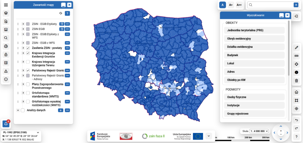 Rys. 1 i 2 przedstawiają interfejs systemu ZSIN