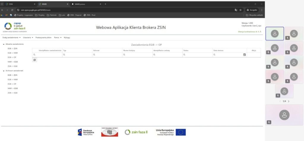 Rys. 1 i 2 przedstawiają interfejs systemu ZSIN